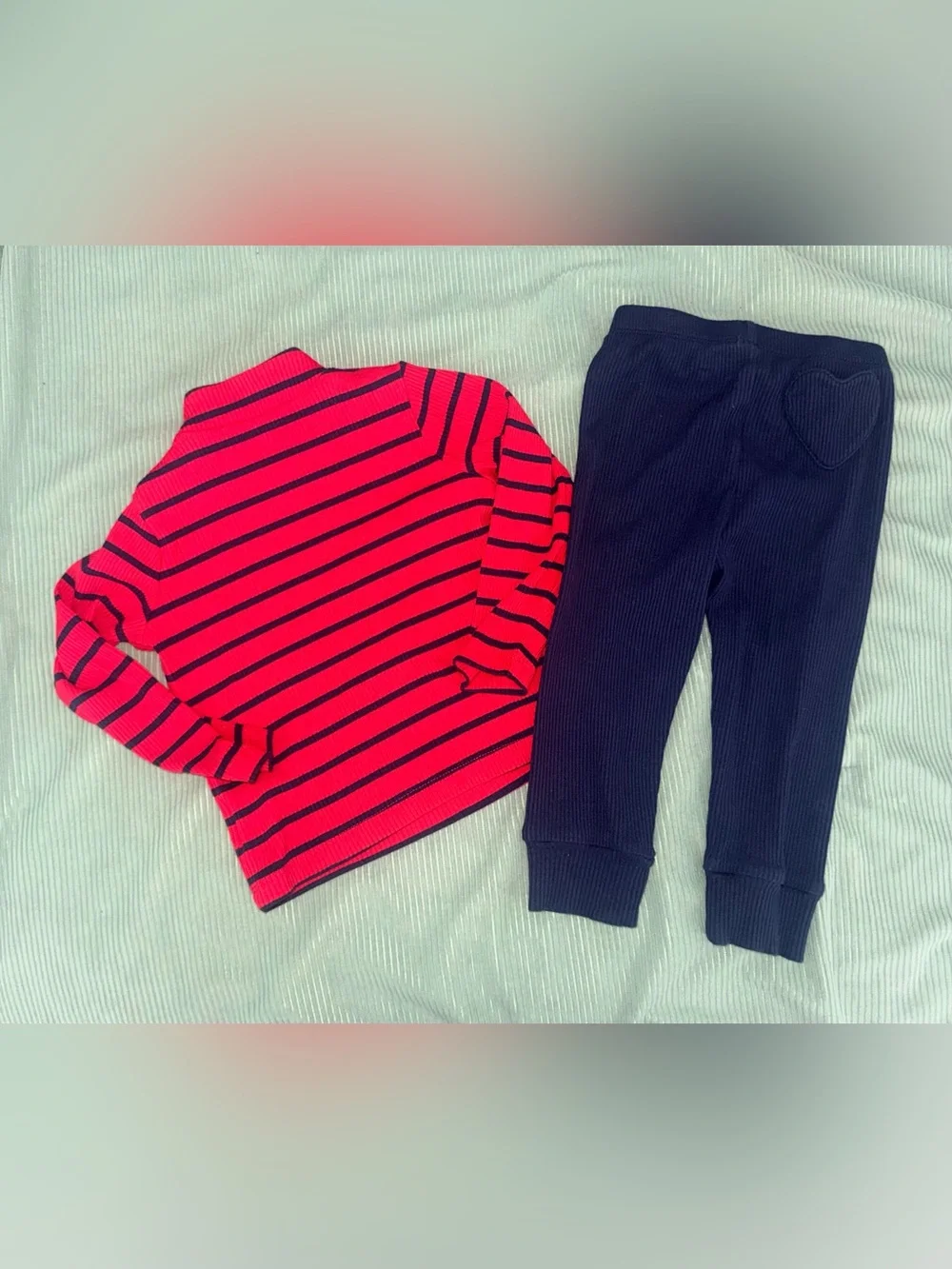 GAP Baby Rib Mockneck Outfit Set - Red & Navy - 18-24 months